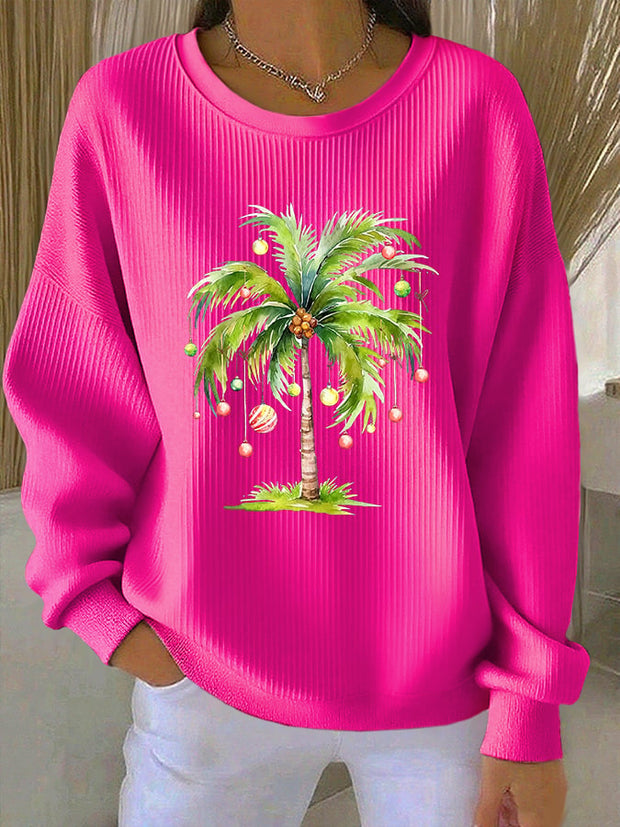 Women's Print Knit Crew Neck Long Sleeve Top