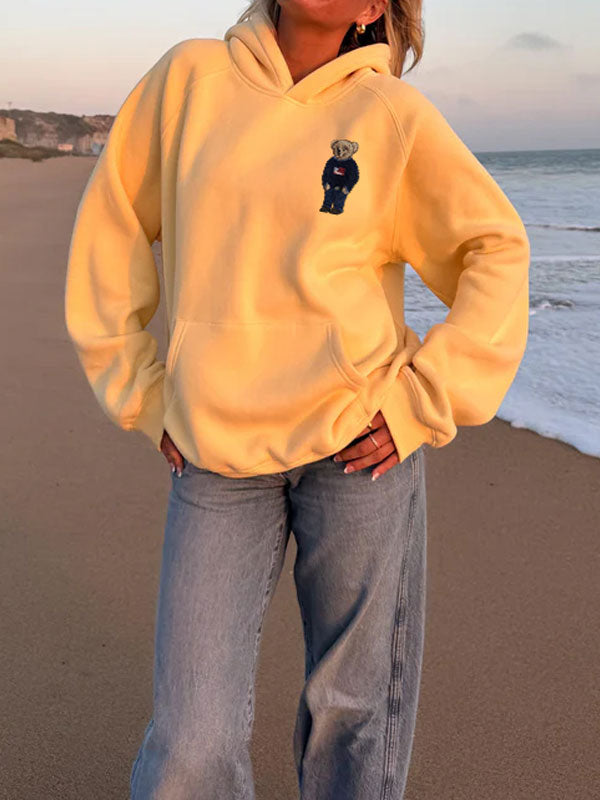 Crew neck embroided hoodie