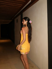 V neck floral sequin dress