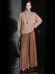 Luxury Cashmere Turtleneck Sweater – Seamless Design, Soft Brushed Knit, Solid Color Warm Pullover for Fall Winter