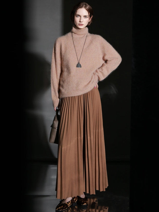 Luxury Cashmere Turtleneck Sweater – Seamless Design, Soft Brushed Knit, Solid Color Warm Pullover for Fall Winter