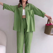 Women's Wrinkle Long Sleeves Two -piece Suit