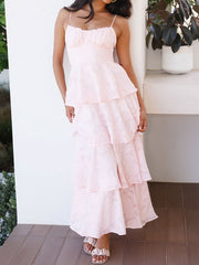 Thin straps ruched maxi dress