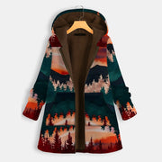 Wearshes Casual Retro  Mountains Print Plus Velvet Coat