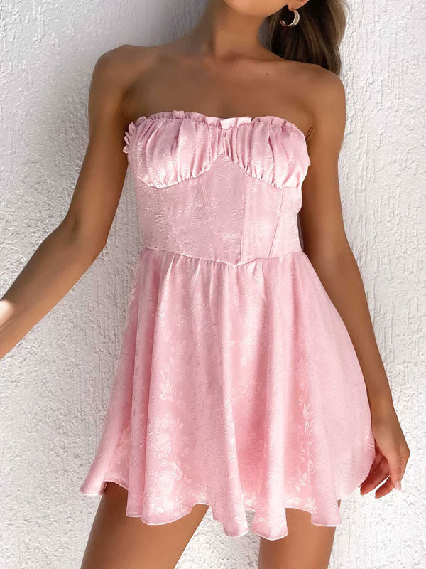 Ruched playsuit in pink