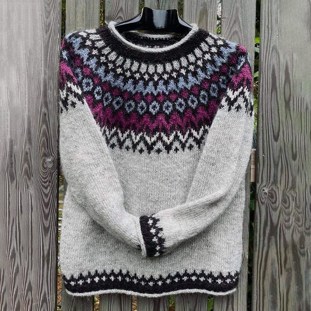 Vintage Icelandic Knitted Jacquard Sweater (Unisex)