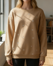 Women's Vintage Christmas Snow Pattern Casual Crew Neck Sweatshirt