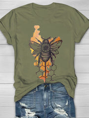 Honey Bee Printed Women's Crew Neck T-shirt