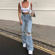 Autumn Fashion Women&#39;s Jeans Y2K High Street Waist Denim Ripped Trousers Baggy Jeans Young Loose Women&#39;s Classic Pants for Girls