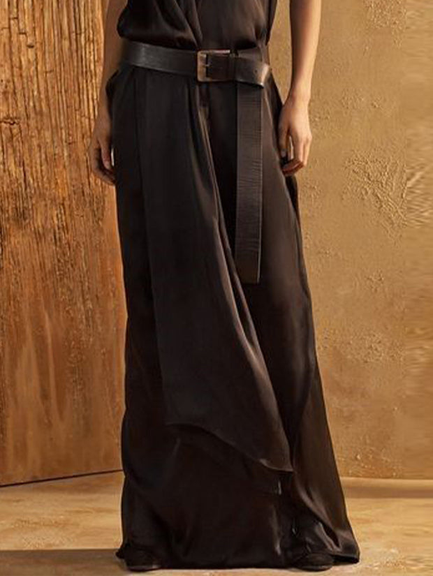 Elegant Plain High Neck Sleeveless Loose Maxi Tank Dress