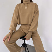 Casual Loose-fitting Long-sleeves Top and Pants Two-piece Set