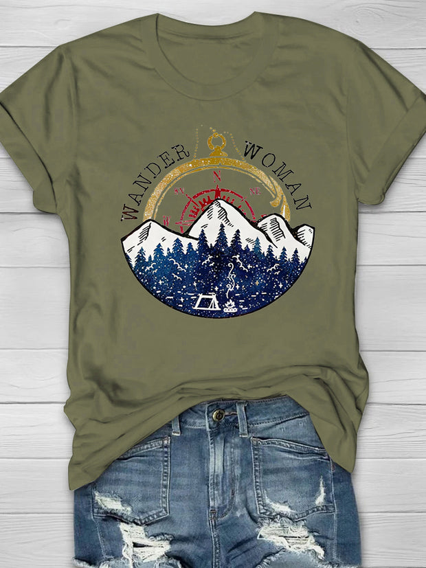 Wander Woman Mountain Printed Women's T-shirt