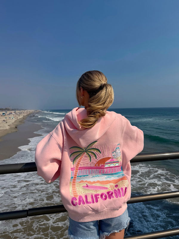 Crew neck embroided hoodie