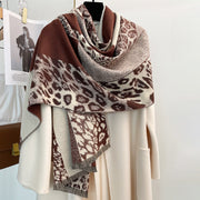 Colorblock Leopard Print Thick Warm Temperament Shawl Scarf