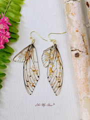 Butterfly Wing Handmade Crystal Gold Foil Earring