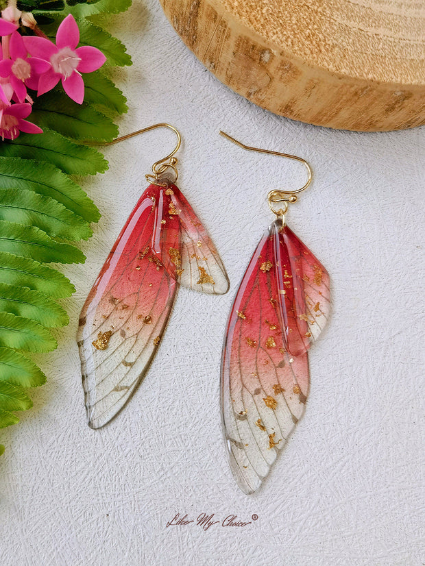 Butterfly Wing Handmade Crystal Gold Foil Earring