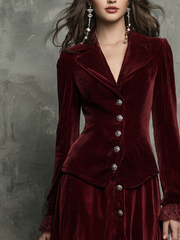 Retro Blazer Irregular Hem Skirt Set