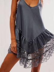 Sleeveless Lace Panel Mini Dress