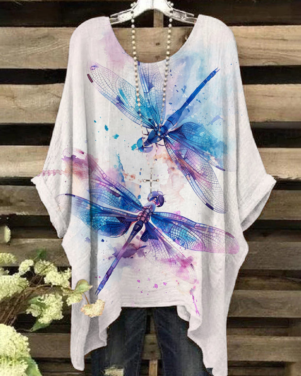 Watercolor Dragonfly Casual Blouses