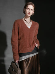 Elegant Cashmere Brushed Knit Cardigan – Soft Luxury Sweater Jacket for Women, Cozy Chic Layer for Fall