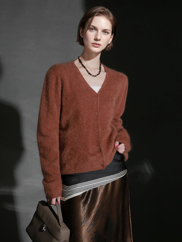 Elegant Cashmere Brushed Knit Cardigan – Soft Luxury Sweater Jacket for Women, Cozy Chic Layer for Fall