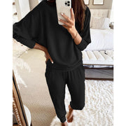 Casual Loose Solid Color Long-sleeves Knitted Set