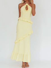 Halter ruffle maxi dress