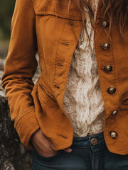 Vintage Caramel Cargo Button Jacket
