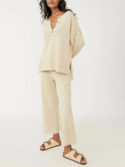 Casual Corn Jacquard Sweater Set