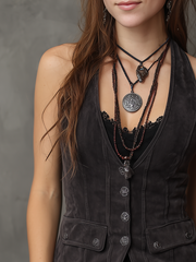 Vintage Halter Collar Suede Vest