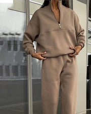 Zip Stand Collar Comfortable Loose Loungewear Tracksuit