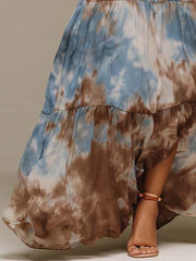 Bohemian Tie-dye Print Crochet Maxi Dress