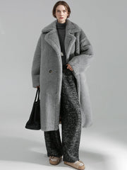 Oversized Teddy Fleece Coat for Women – Thick Shearling Jacket with Full Lining and Alpaca Wool Blend for Fall Winter