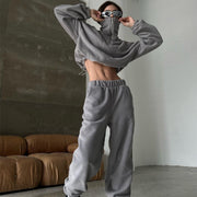 Turtleneck Drawstring Waist Zip Tracksuit