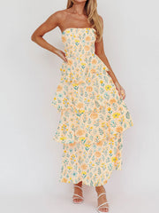 Strapless floral maxi dress