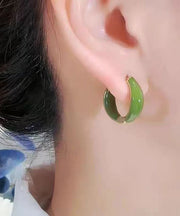 Fine Green Copper Overgild Circle Hoop Earrings