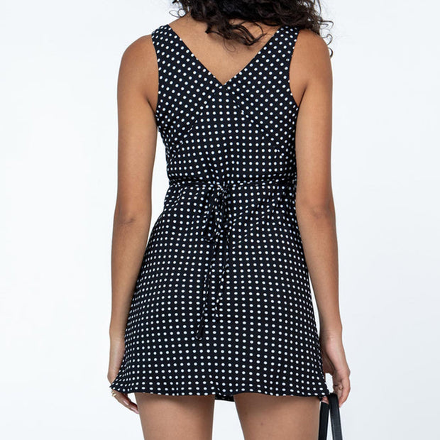 Stylish Polka Dot Retro Deep V-neck Date Mini Dress