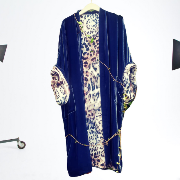 Fashion Lined Leopard Print Long Sleeved Kimono Duster