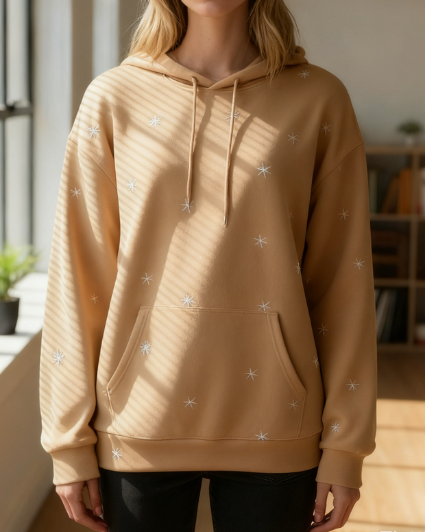 Women's Vintage Christmas Snow Pattern Casual Crew Neck Hoodie