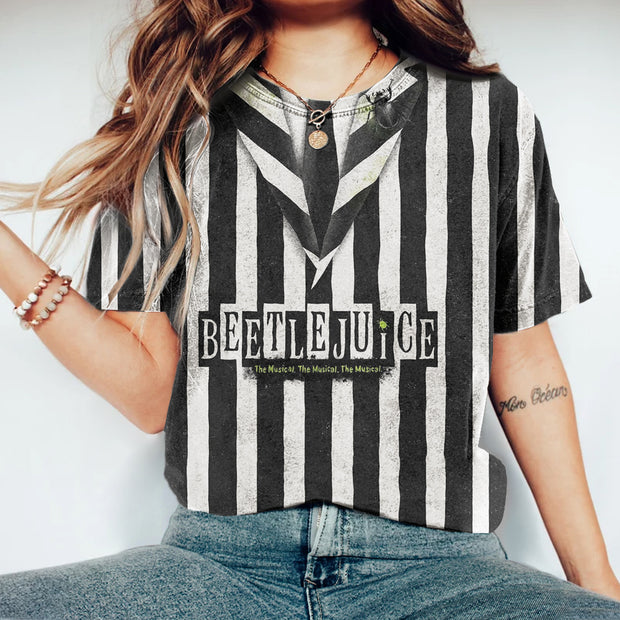 Halloween Horror Movie Inspired Striped Vintage T-Shirt