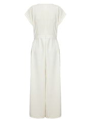 Urban Cap Sleeve Solid Color Wide Leg Jumpsuits