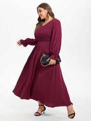 Flounce Sleeve Ruffled Shirred Maxi Dress