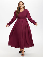 Flounce Sleeve Ruffled Shirred Maxi Dress