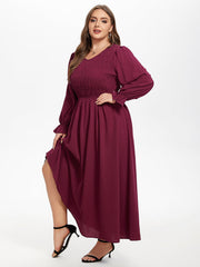 Flounce Sleeve Ruffled Shirred Maxi Dress