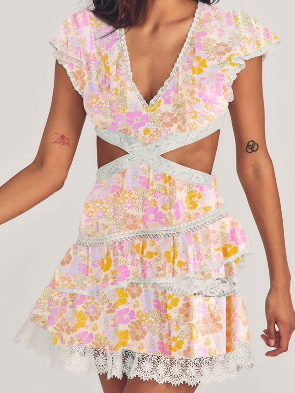 Lace printing dress