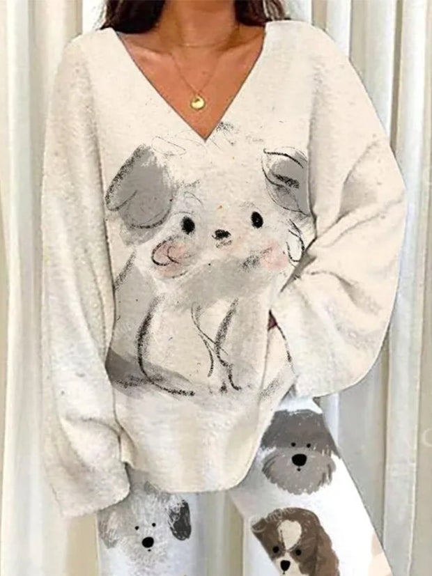 Puppy Dreams Women's Cute Puppy Loungewear Set