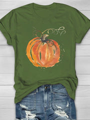 Oil Painting Pumpkin Printed Women's T-shirt