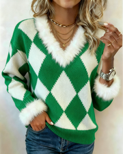 Women's Casual Christmas Plaid Sweater