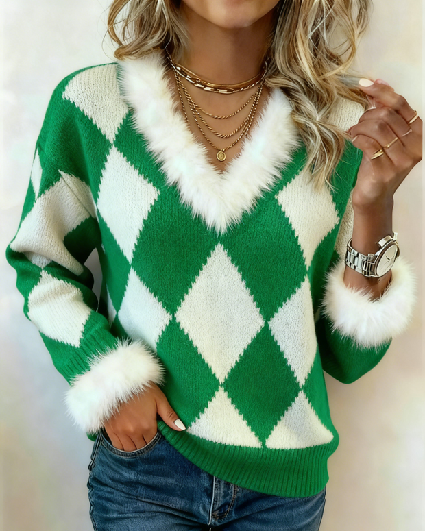 Women's Casual Christmas Plaid Sweater