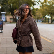 Fashion Animal Pattern Printing Lapel Coat